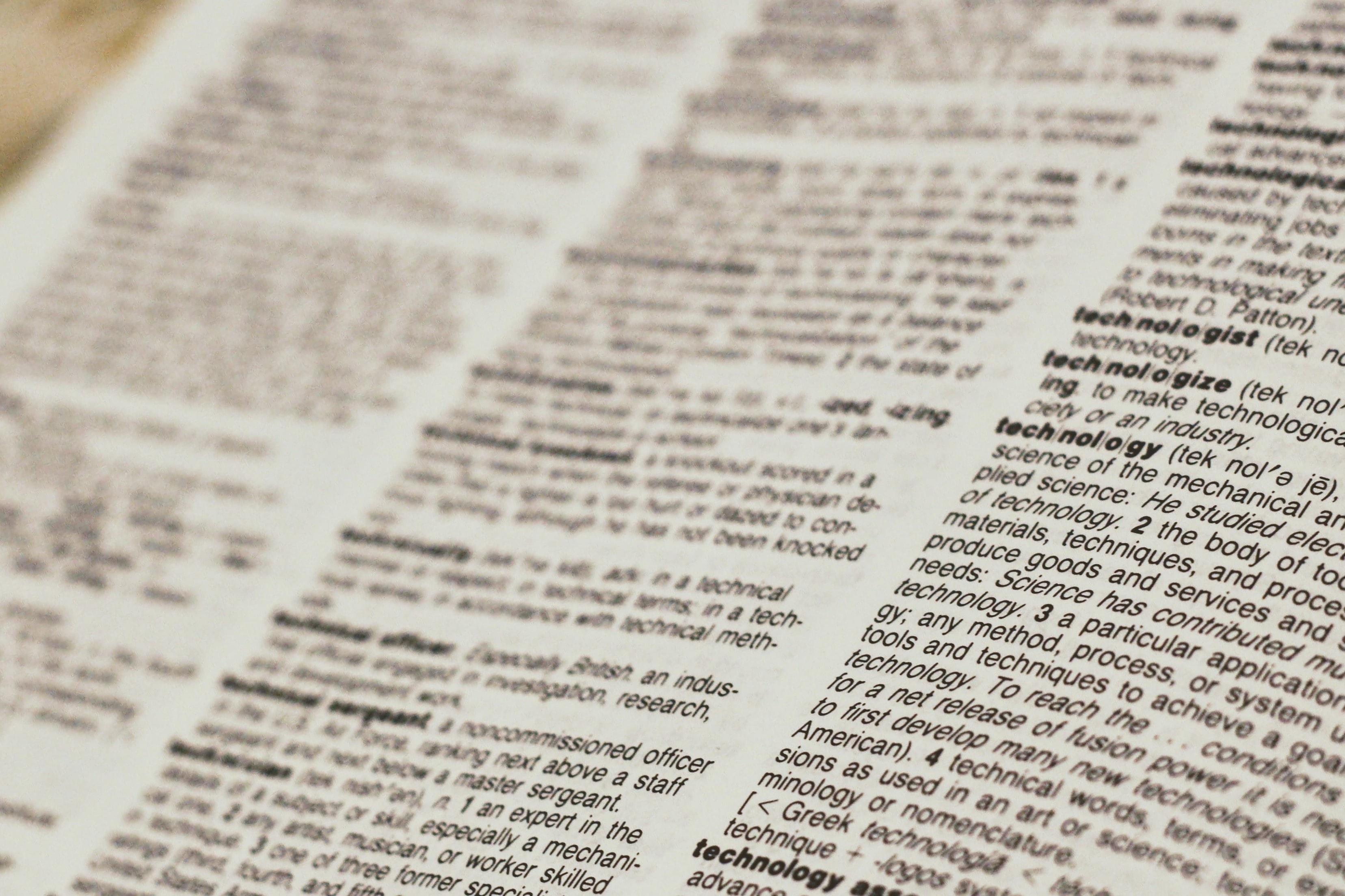 Photo of dictionary page, by Joshua Hoehne on Unsplash